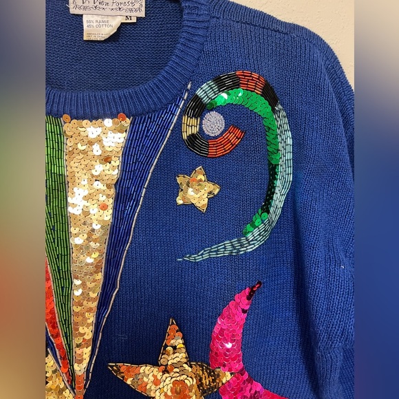 VINTAGE 80s Vivien Forest Jeweled and Beaded Sweater Size medium - Picture 5 of 9